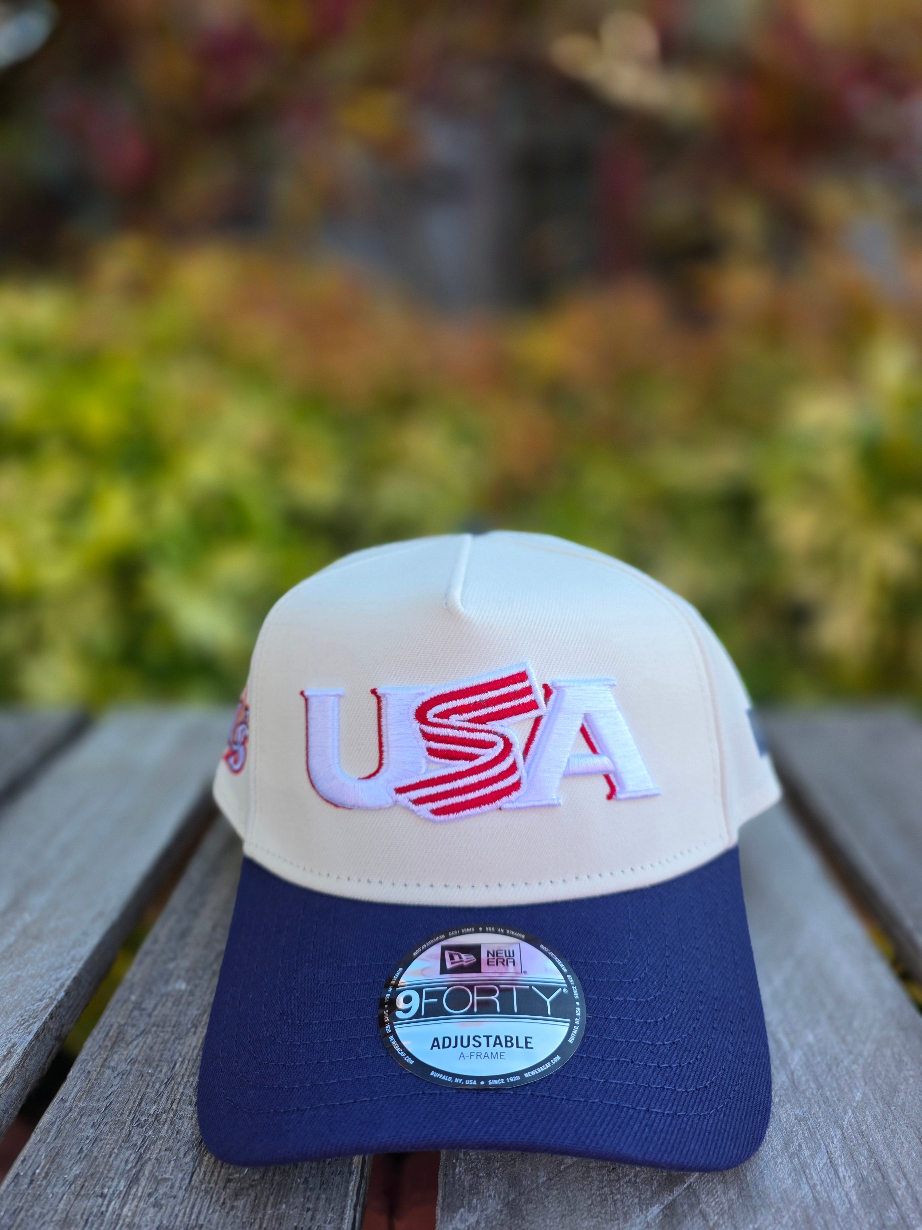 2026 WBC USA Wordmark Chrome Navy 9FORTY A-Frame