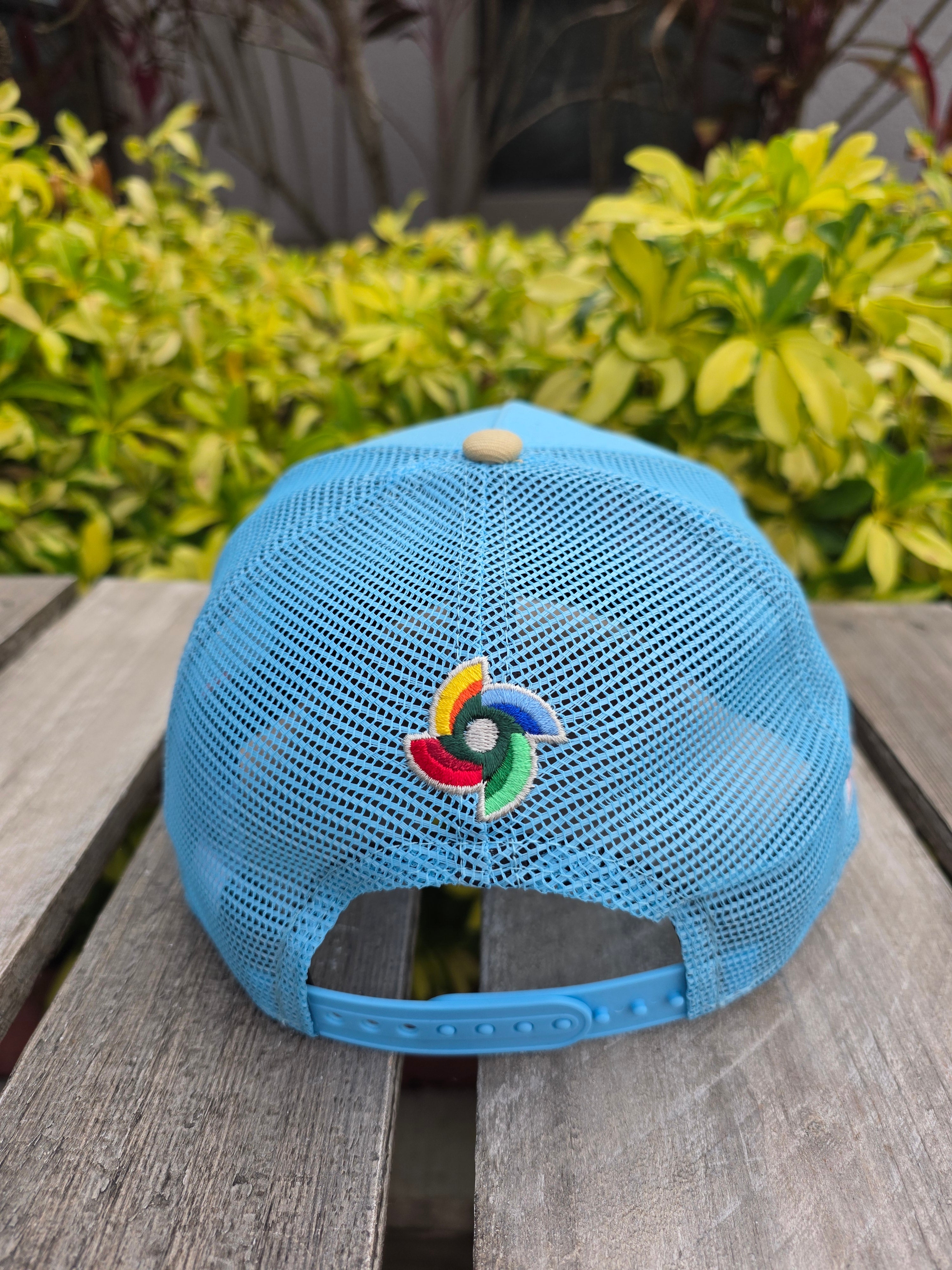 2026 WBC Dominican Republic Flamingo Blue 9FORTY Adjustable A-Frame Trucker Hat