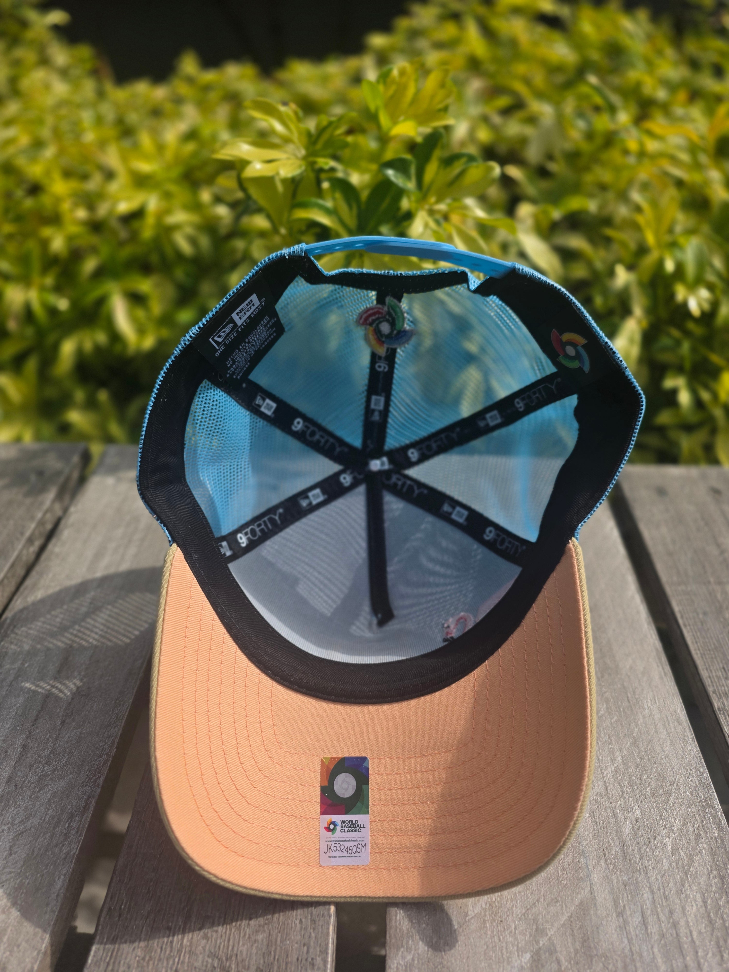 2026 WBC Dominican Republic Flamingo Blue 9FORTY Adjustable A-Frame Trucker Hat